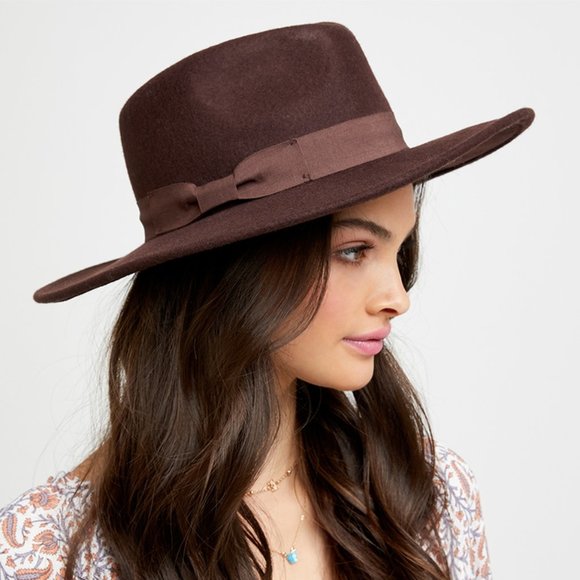 Women's Sportsgirl Brown 100% Wool Boho Felt Panama Hat Size All - Picture 2 of 2